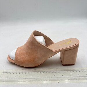 Zszszsu Beige Peep Toe Slide Sandals Chunky Heel Mules Casual Outdoor Slipper Sl